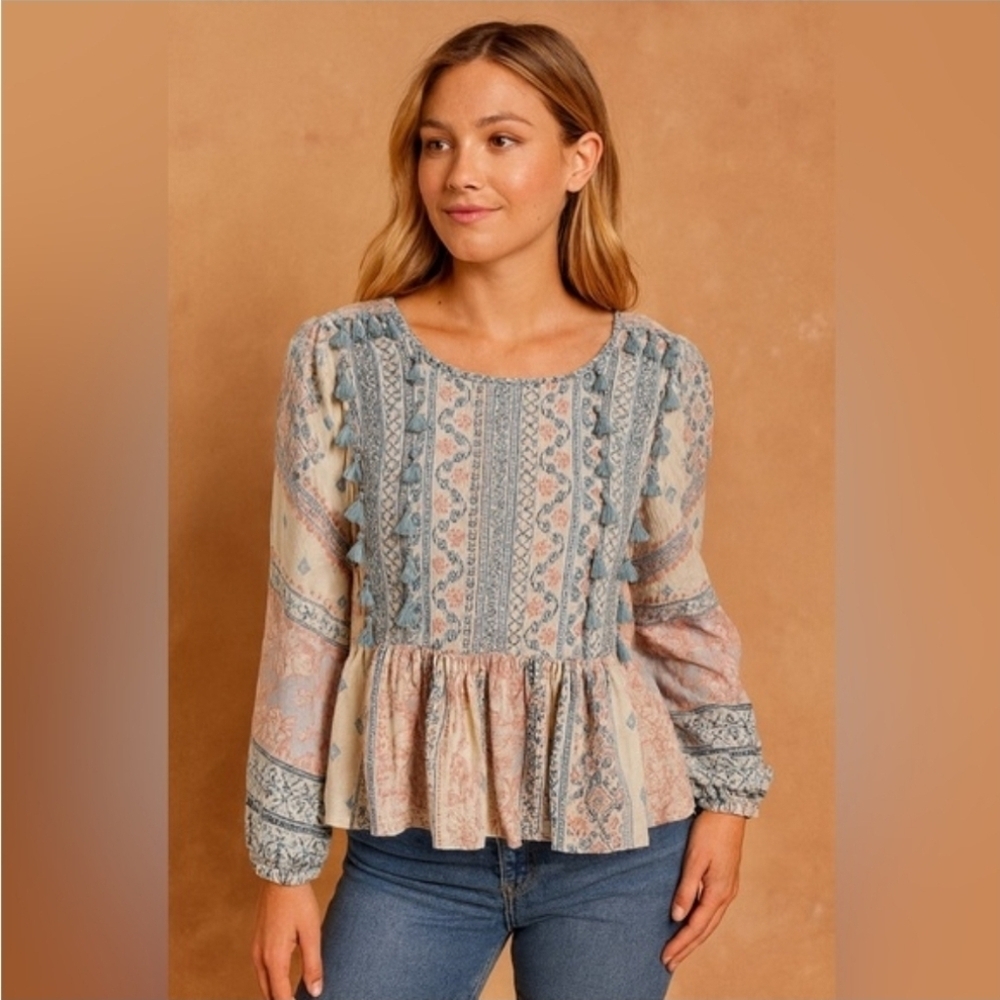 American Eagle Bohemian Patterned Long Sleeve Top